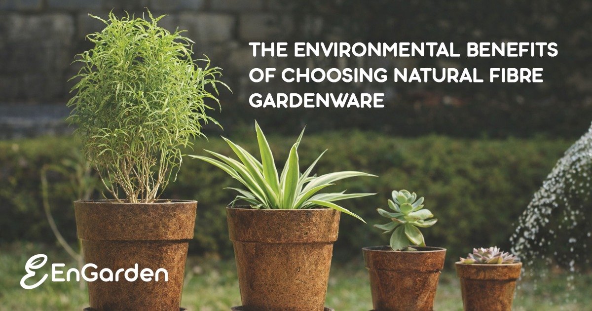 Natural fibre gardenware environmental benefits shown through biodegradable coir plant pots